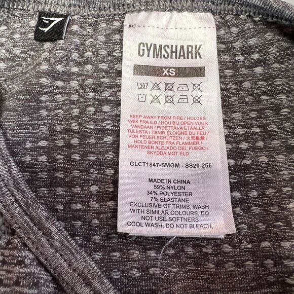 Gymshark Vital Seamless Women’s XS Heather Gray Round Neck Crop Top Thumbholes - Picture 5 of 12